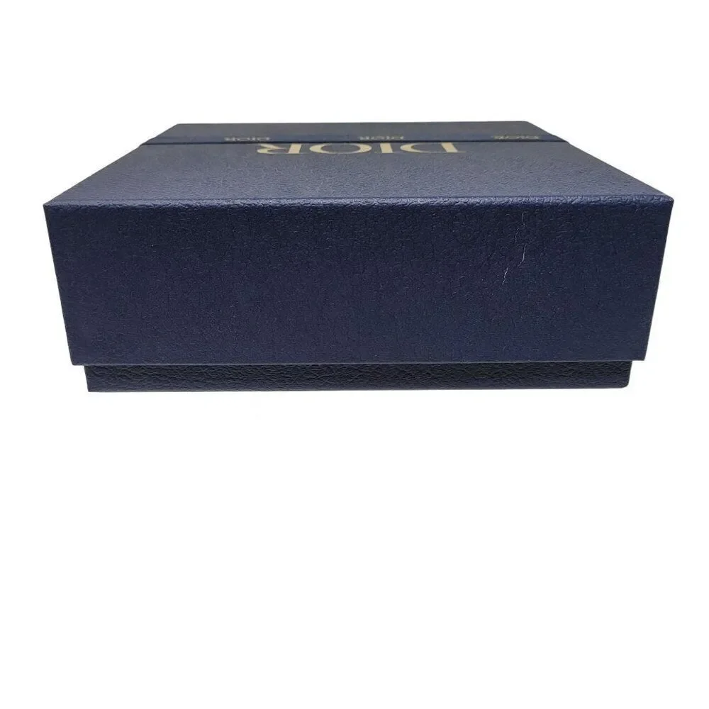 Christian Dior Navy Gift Box Ribbon White Filler Clear Lid 8.5 x 8.5 x 3 Holiday